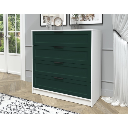 Kомод Тренд КТ-К100 (Белый ЛДСП/ Изумруд ЛМДФ) Ш1000 В1020 Г451 Kомод Тренд КТ-К100 (Белый ЛДСП/ Изумруд ЛМДФ) Ш1000 В1020 Г451